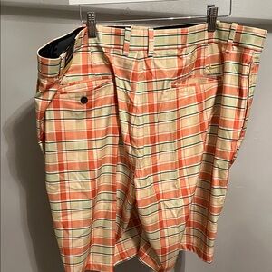 Plaid Orange and Cream Shorts